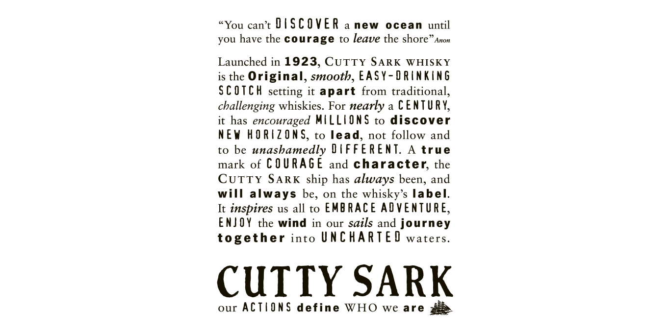 Cutty Sark Brand Philosophy